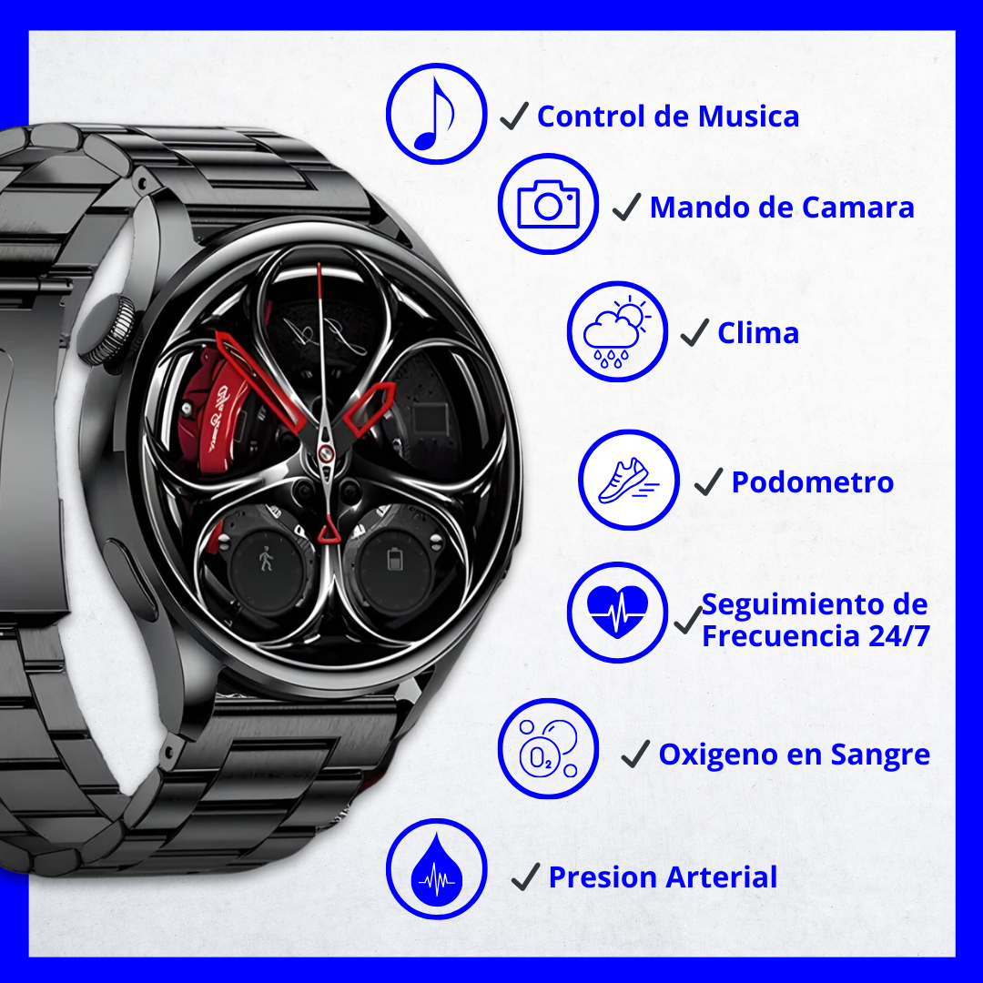 Smartwatch deportivo con correa metalica