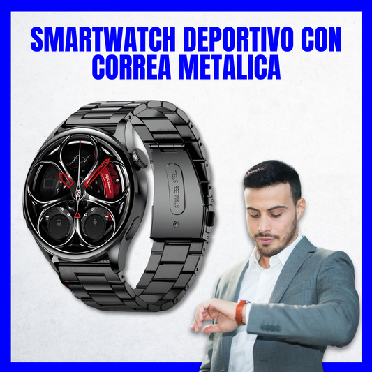 Smartwatch deportivo con correa metalica